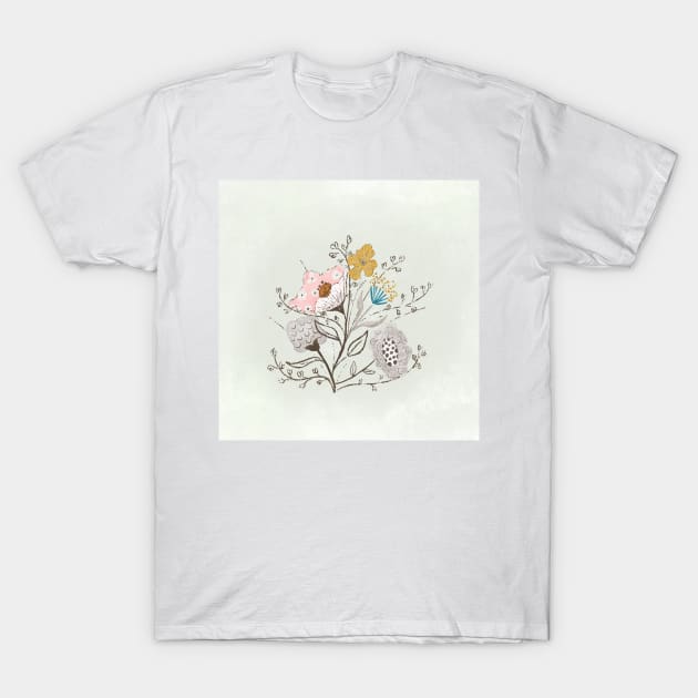 Delicate floral bouquet//hand drawn and painted flowers T-Shirt by Bridgett3602